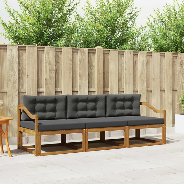Ensemble de canapés d'extérieur 3 pcs Naturel et Anthracite