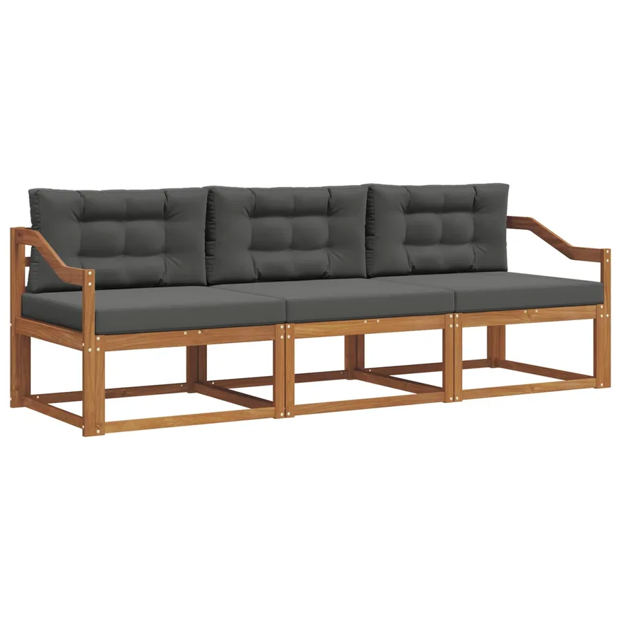 Ensemble de canapés d'extérieur 3 pcs Naturel et Anthracite - 2
