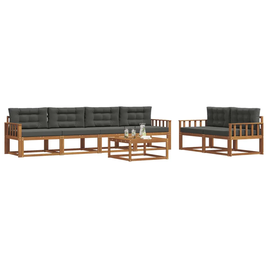 Ensemble de canapés d'extérieur 7 pcs Naturel et Anthracite - 3