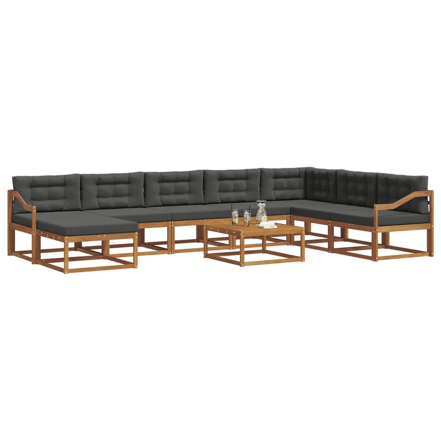 Ensemble de canapés d'extérieur 9 pcs Naturel et Anthracite - 3