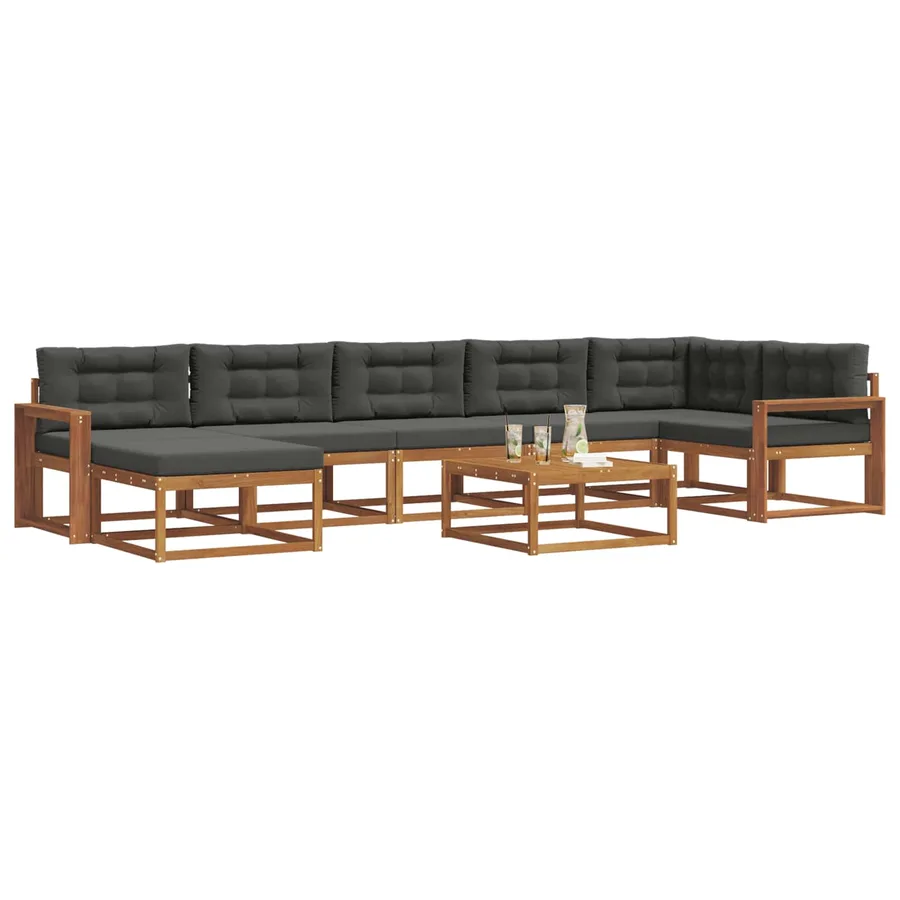 Ensemble de canapés d'extérieur 8 pcs Naturel et Anthracite - 3