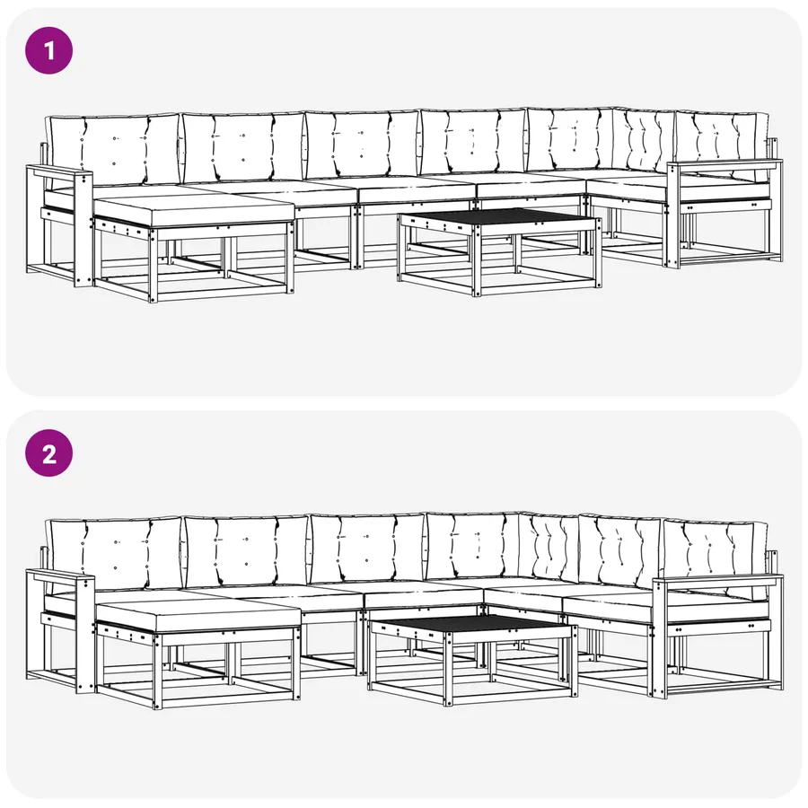 Ensemble de canapés d'extérieur 8 pcs Naturel et Anthracite - 9