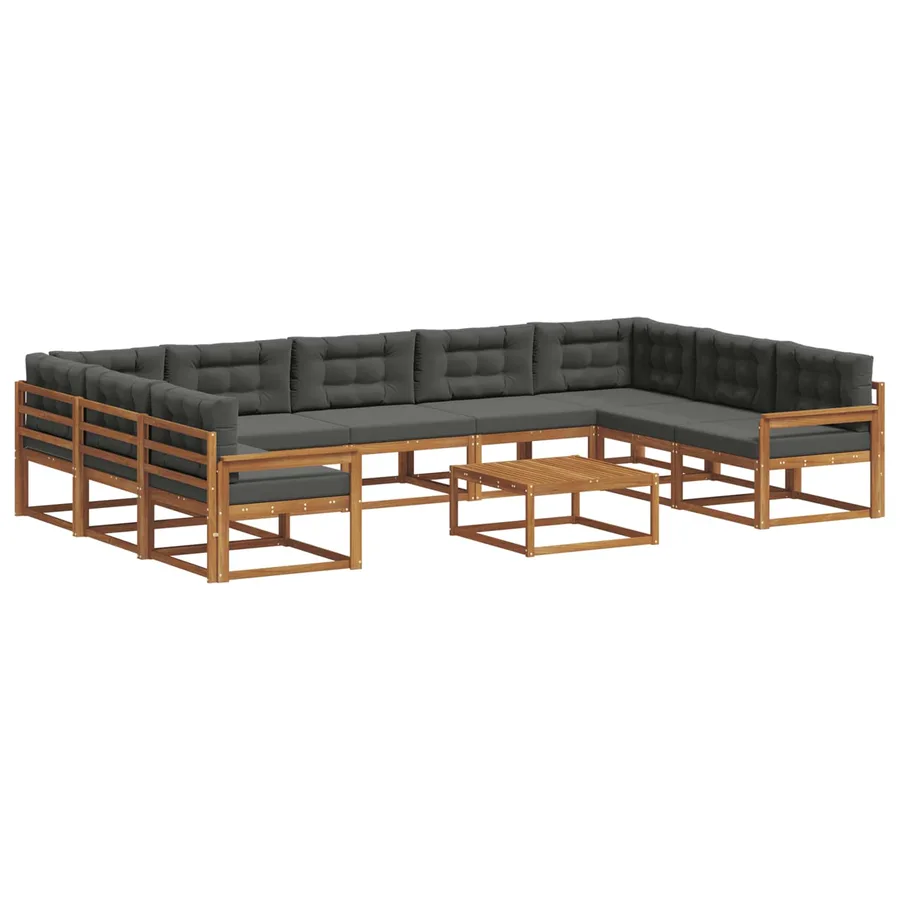 Ensemble de canapés d'extérieur 10 pcs Naturel et Anthracite - 2