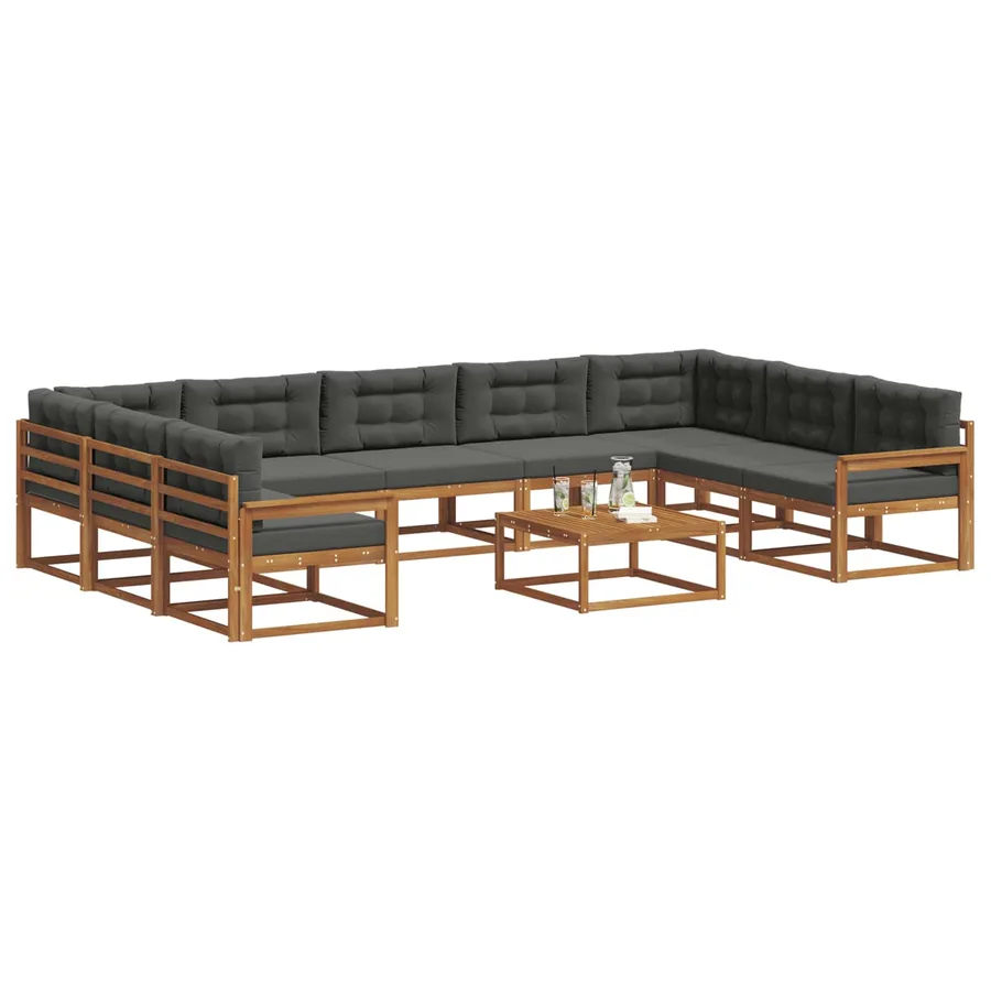 Ensemble de canapés d'extérieur 10 pcs Naturel et Anthracite - 3