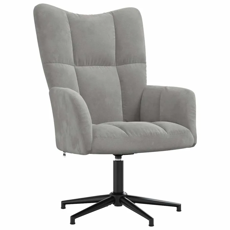 Chaise de relaxation avec tabouret Gris clair Velours - 6