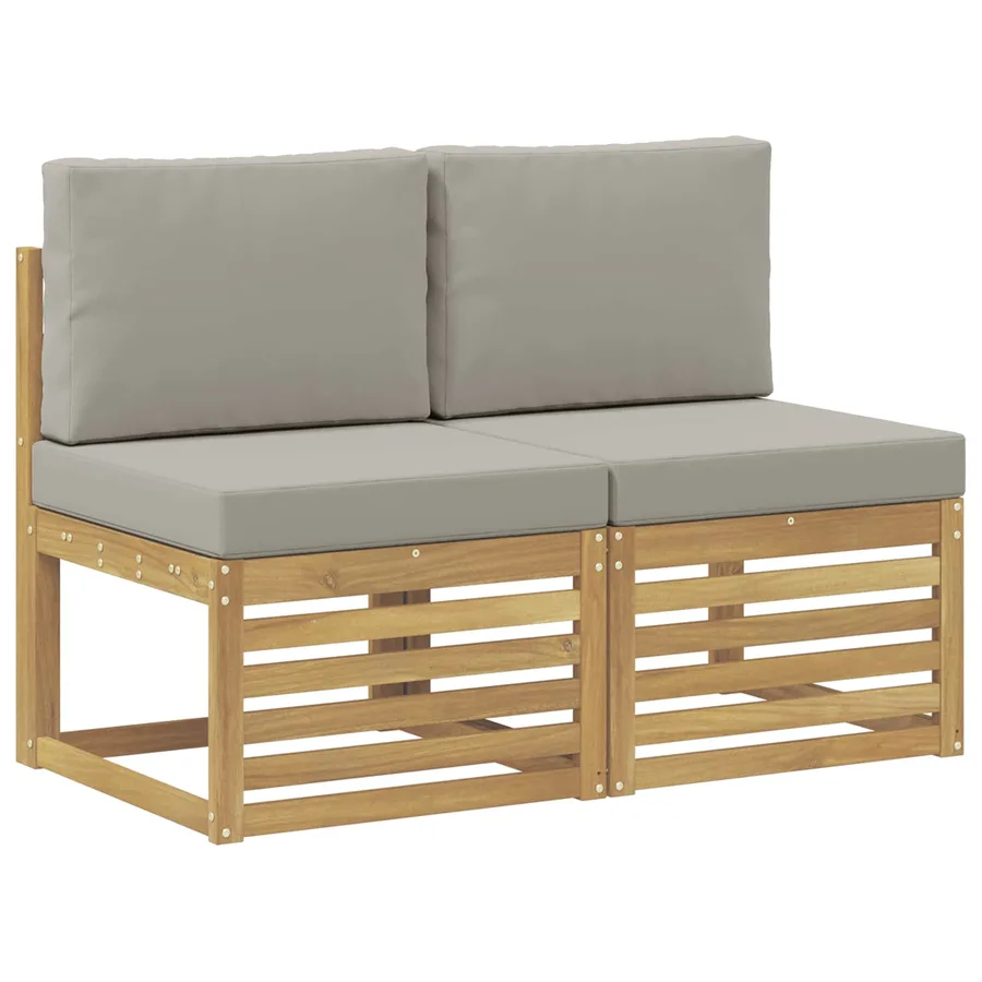 2 Pièce Sofa de milieu extérieur Bois d'Acacia Massif Blanc - 2