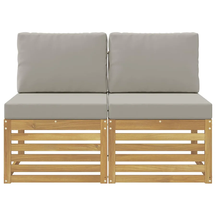 2 Pièce Sofa de milieu extérieur Bois d'Acacia Massif Blanc - 3