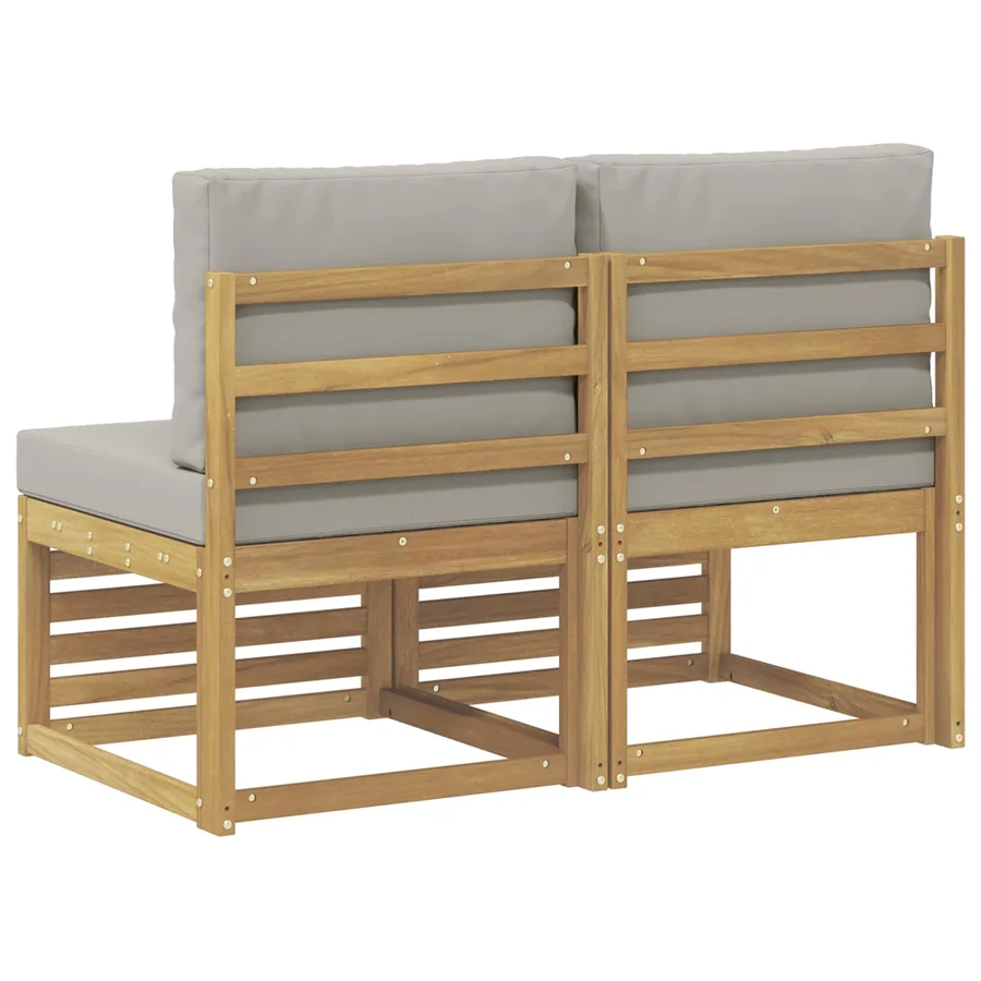 2 Pièce Sofa de milieu extérieur Bois d'Acacia Massif Blanc - 5