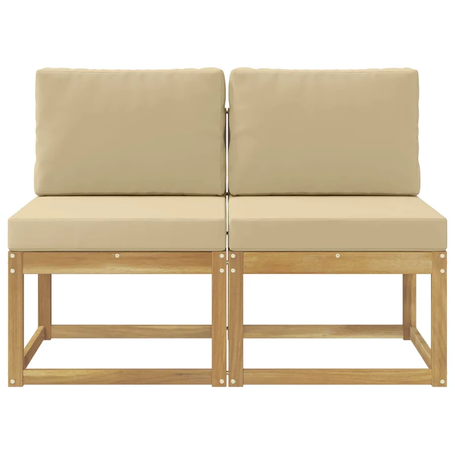 2 Pièce Sofa de milieu extérieur Bois d'Acacia Massif Blanc - 3