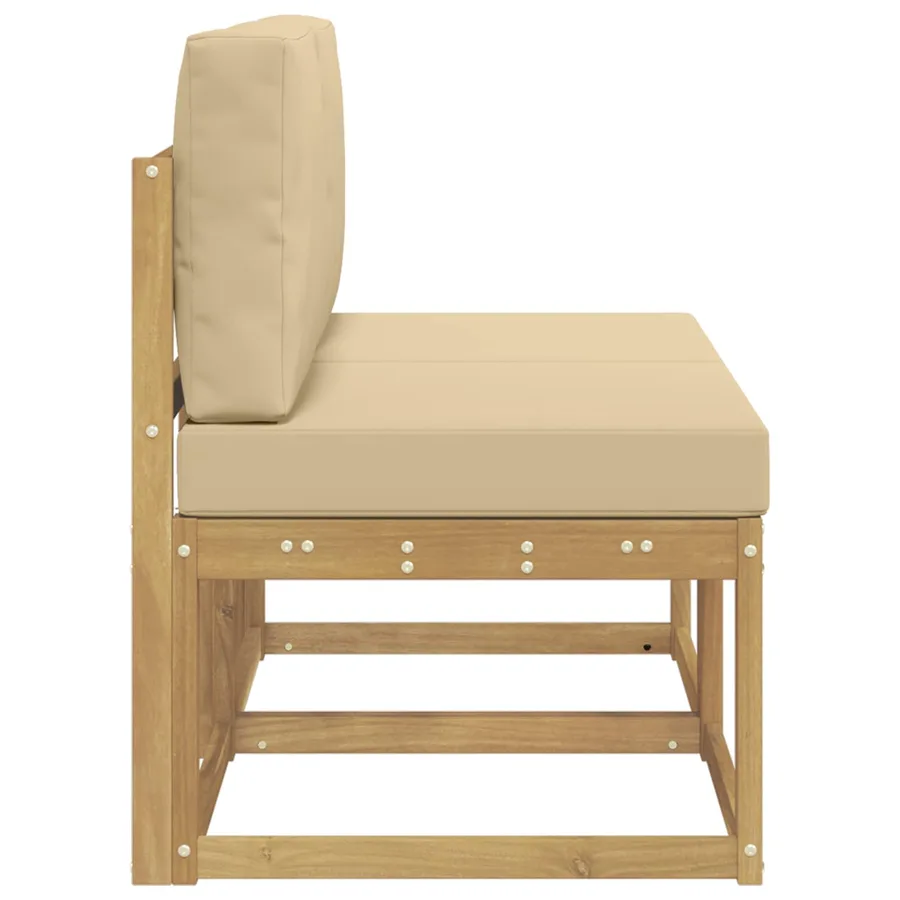 2 Pièce Sofa de milieu extérieur Bois d'Acacia Massif Blanc - 4