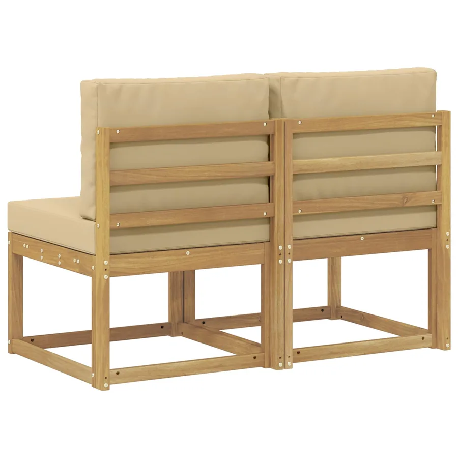 2 Pièce Sofa de milieu extérieur Bois d'Acacia Massif Blanc - 5