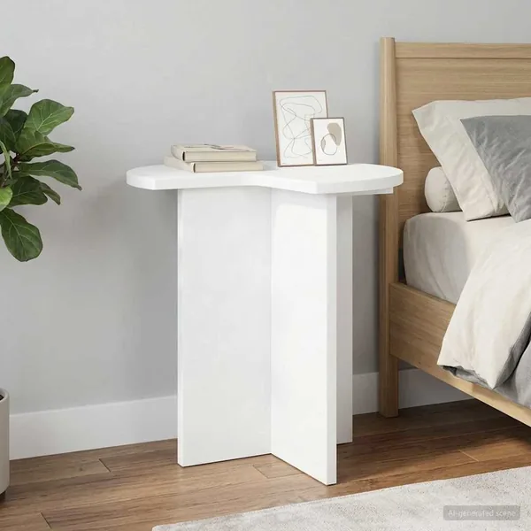 Table d'appoint Blanc Ø 39 x 38 cm Bois d'ingénierie