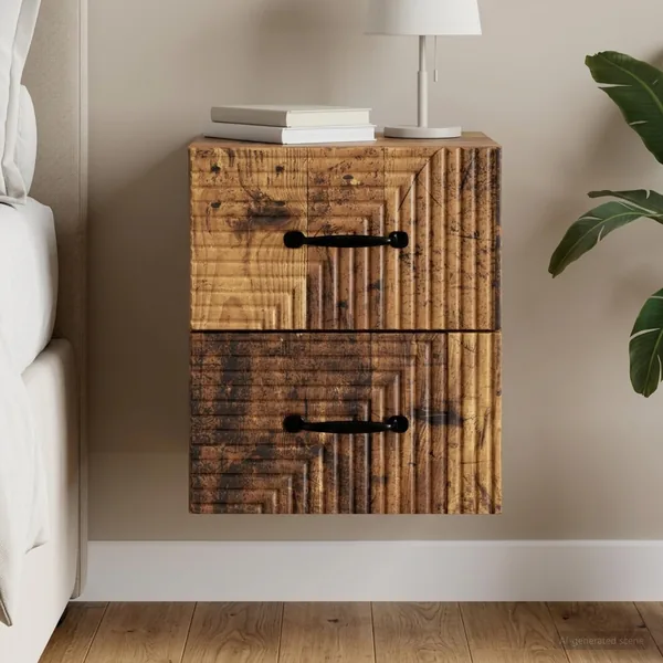 Cabinet de chevet mural Bois ancien 34,5 x 33 x 40 cm