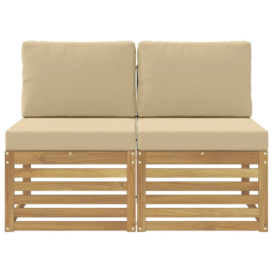 2 Pièce Sofa de milieu extérieur Bois d'Acacia Massif Blanc - 3
