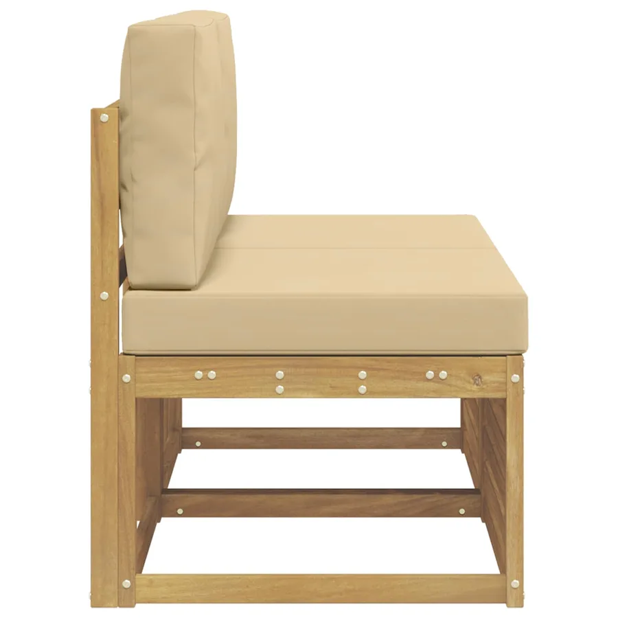 2 Pièce Sofa de milieu extérieur Bois d'Acacia Massif Blanc - 4