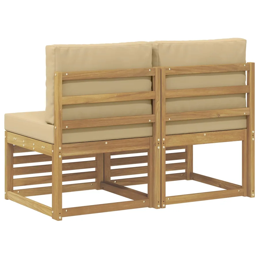 2 Pièce Sofa de milieu extérieur Bois d'Acacia Massif Blanc - 5