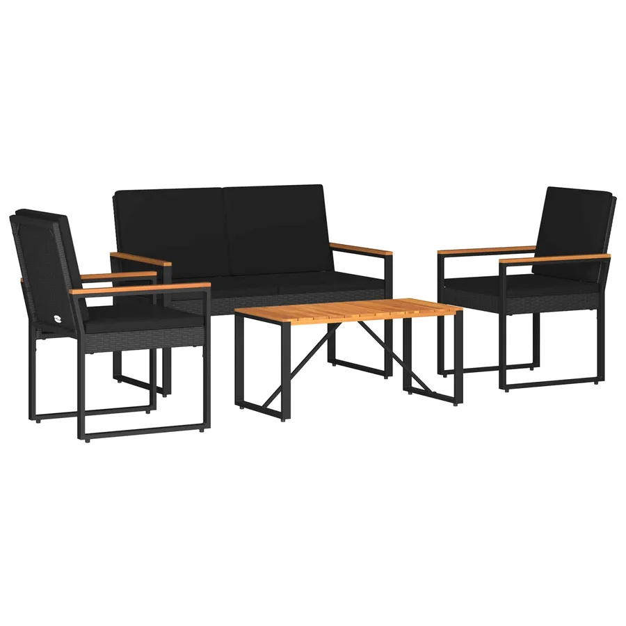 Ensemble de meubles d'extérieur 4 pcs Noir polyrotin - 2