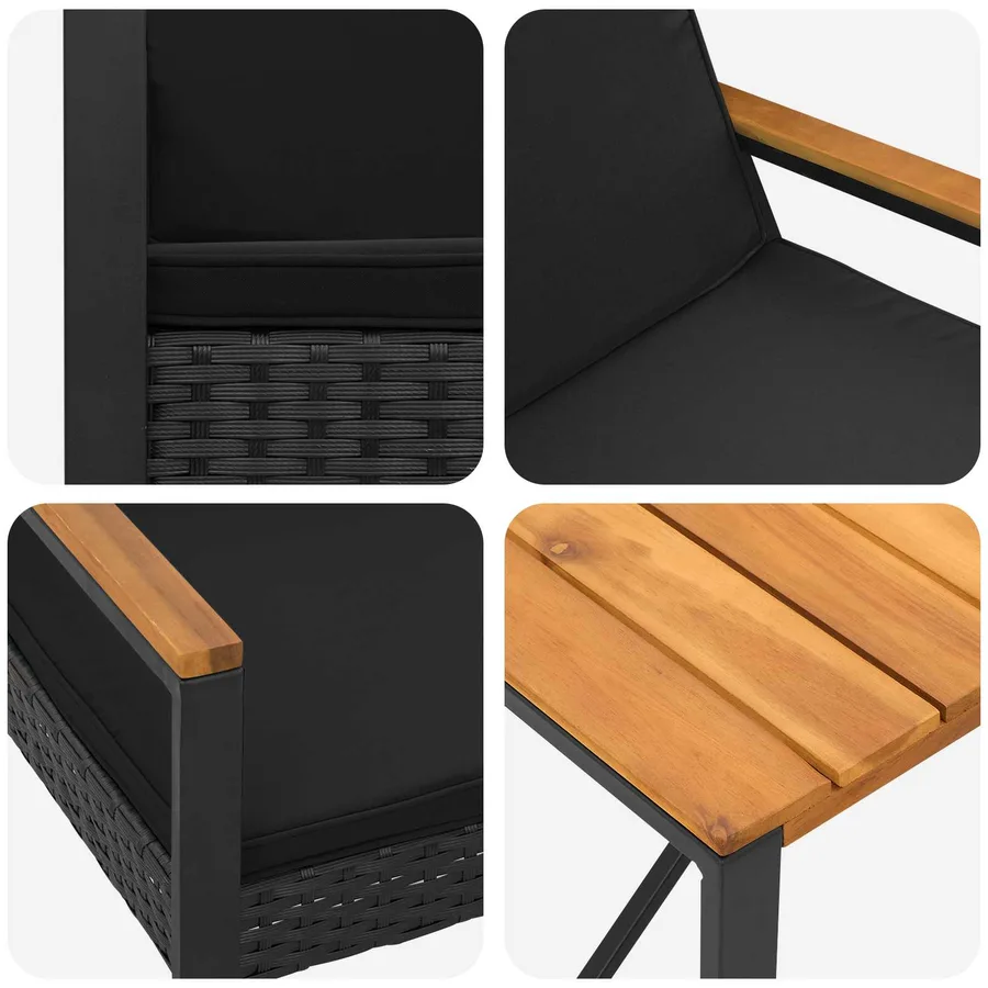 Ensemble de meubles d'extérieur 4 pcs Noir polyrotin - 8