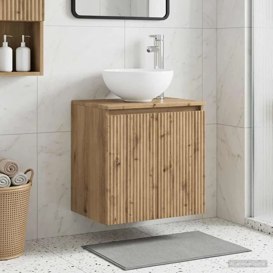 Vanité de lavabo mural Chêne artisanal 49,5 x 41 x 64,5 cm