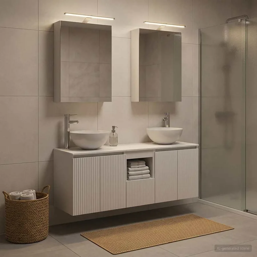 Ensemble d'armoire de salle de bain 5 pcs Blanc