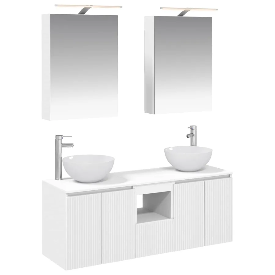 Ensemble d'armoire de salle de bain 5 pcs Blanc - 2