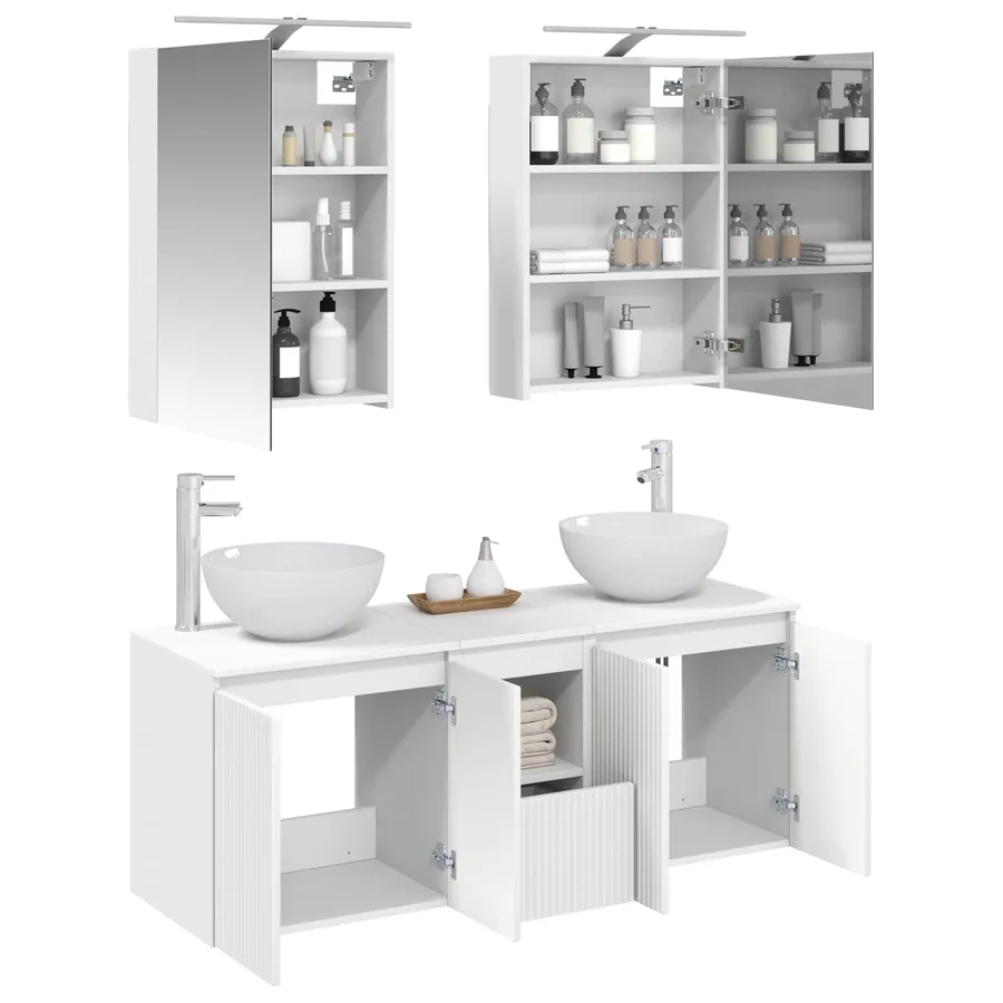Ensemble d'armoire de salle de bain 5 pcs Blanc - 3
