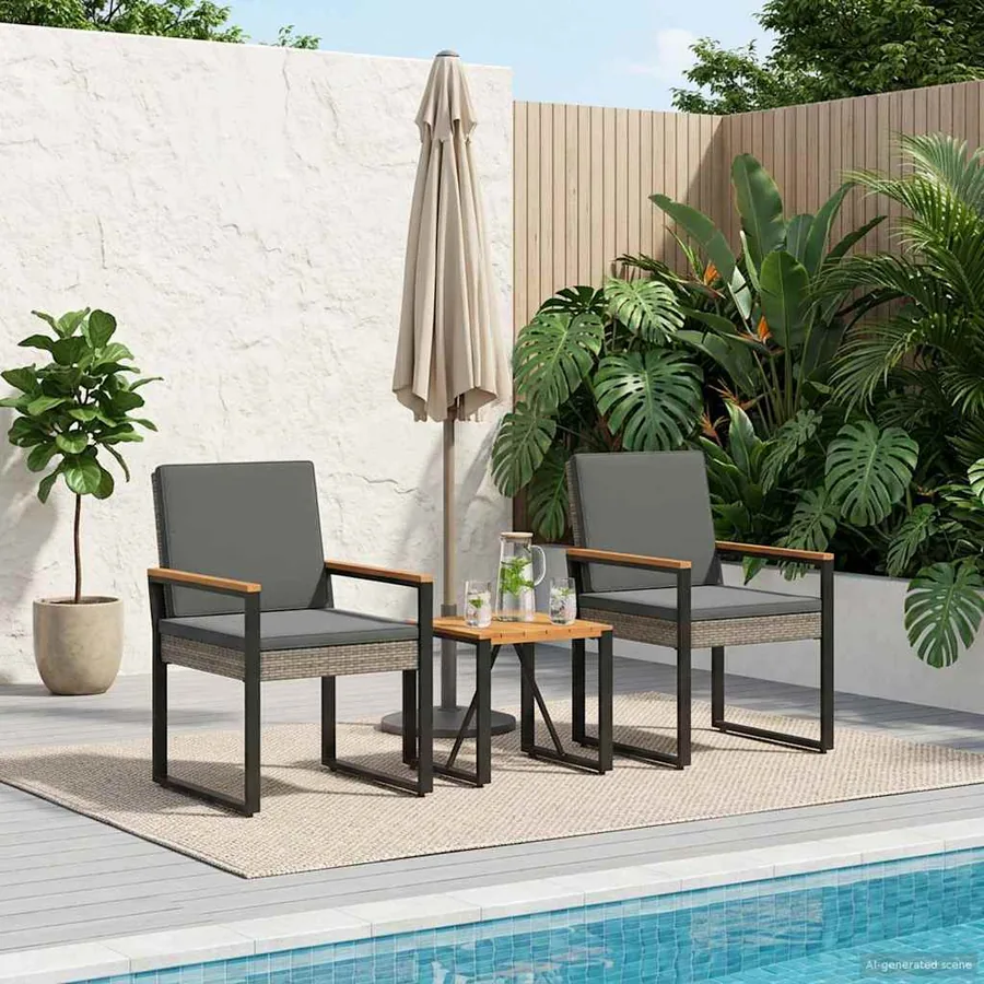 Ensemble de meubles d'extérieur 3 pcs Gris et Gris foncé
