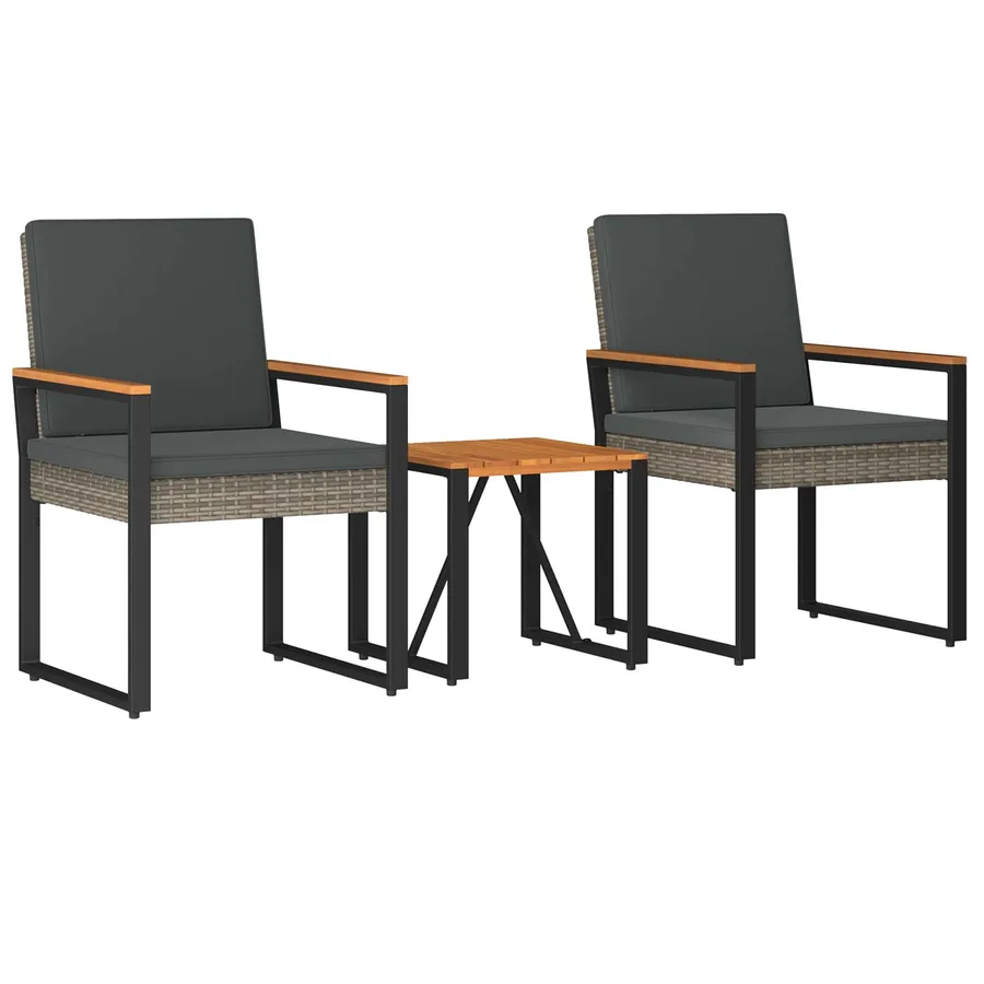 Ensemble de meubles d'extérieur 3 pcs Gris et Gris foncé - 2