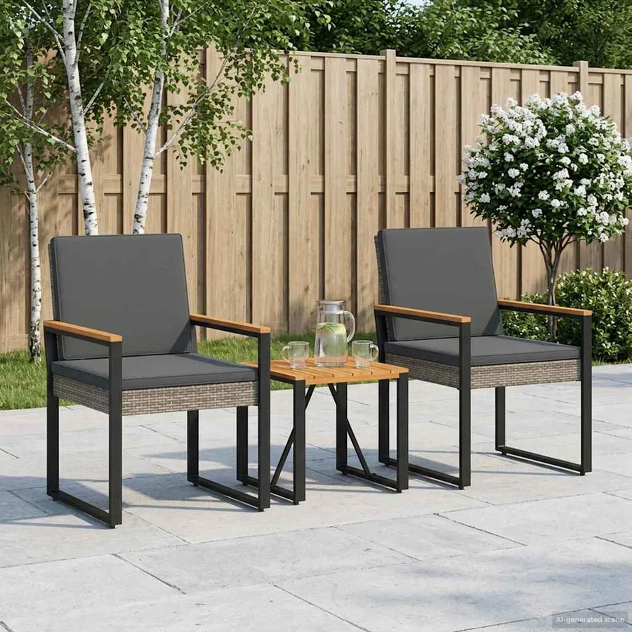 Ensemble de meubles d'extérieur 3 pcs Gris et Gris foncé - 3