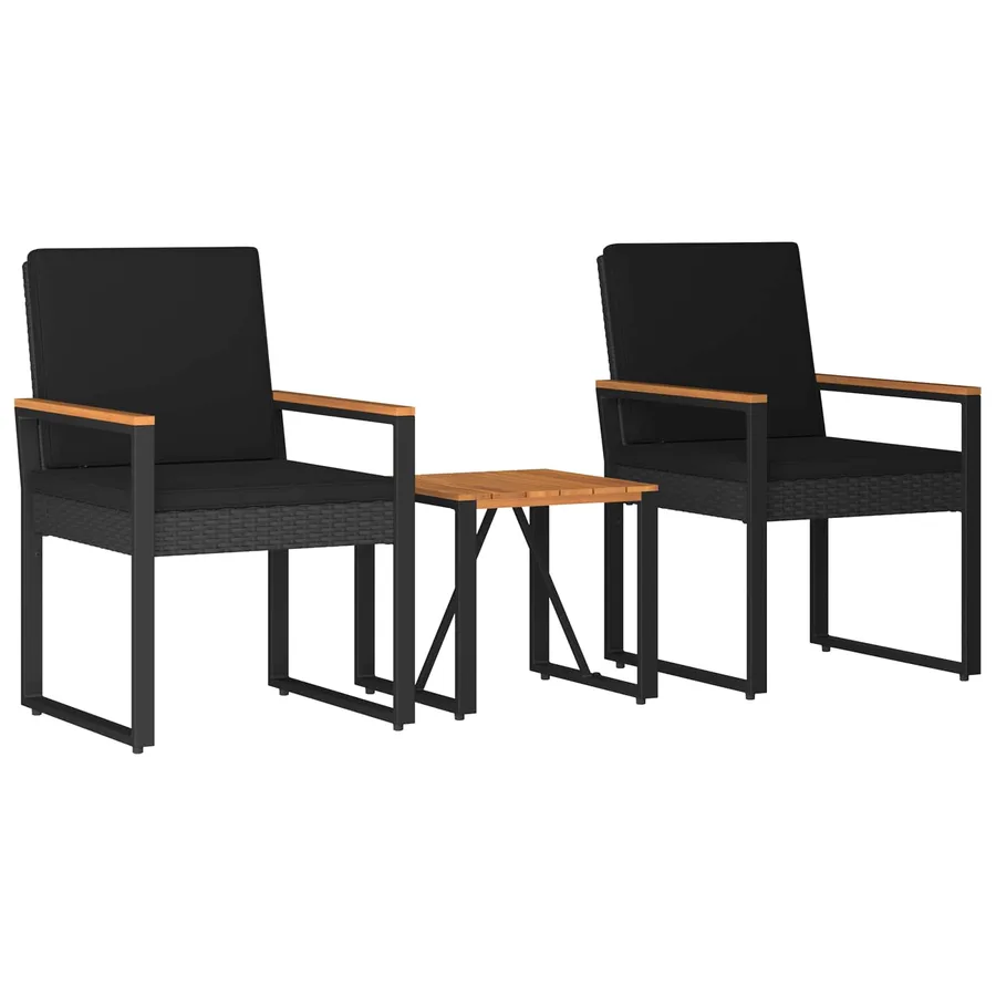 Ensemble de meubles d'extérieur 3 pcs Noir polyrotin - 2