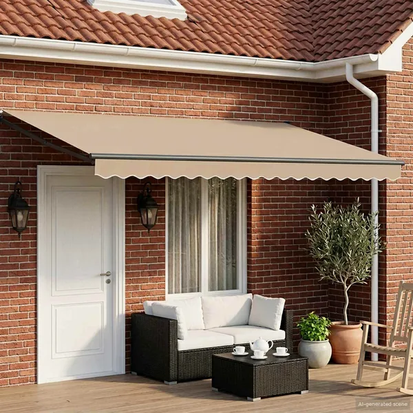 Auvent rétractable électrique Beige et Anthracite 4 × 3 m