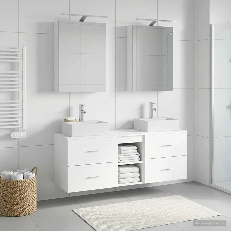 Ensemble de mobilier de salle de bain 5 pcs Blanc