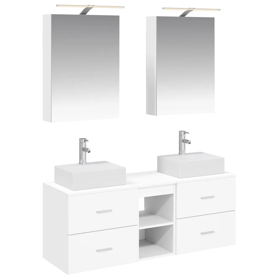 Ensemble de mobilier de salle de bain 5 pcs Blanc - 2