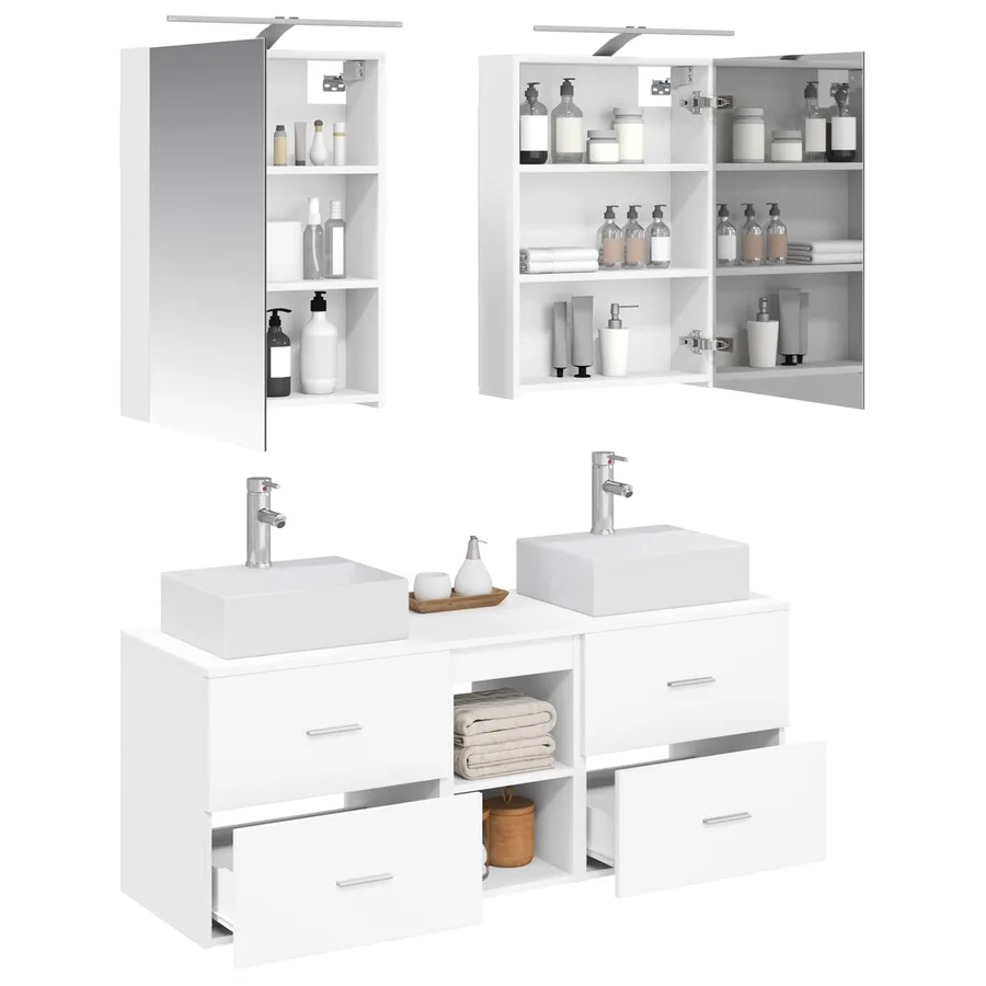 Ensemble de mobilier de salle de bain 5 pcs Blanc - 3