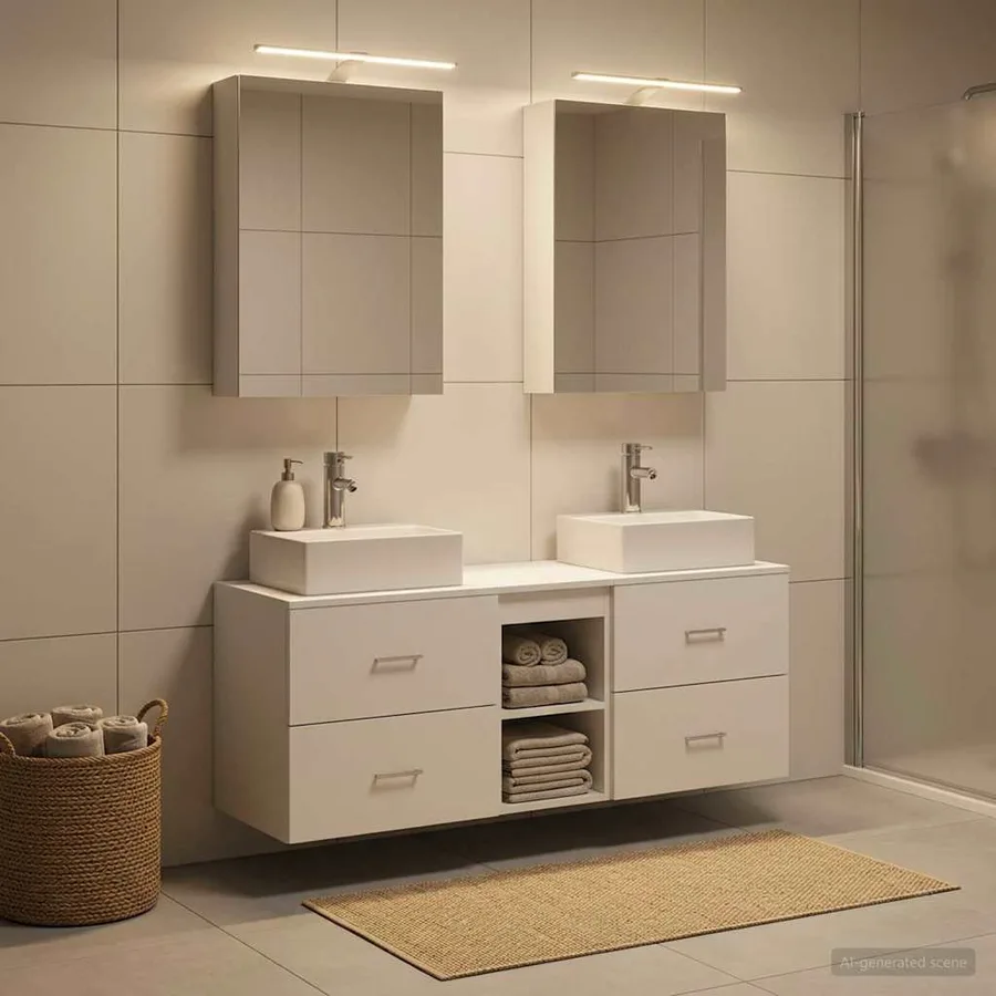 Ensemble de mobilier de salle de bain 5 pcs Blanc - 4