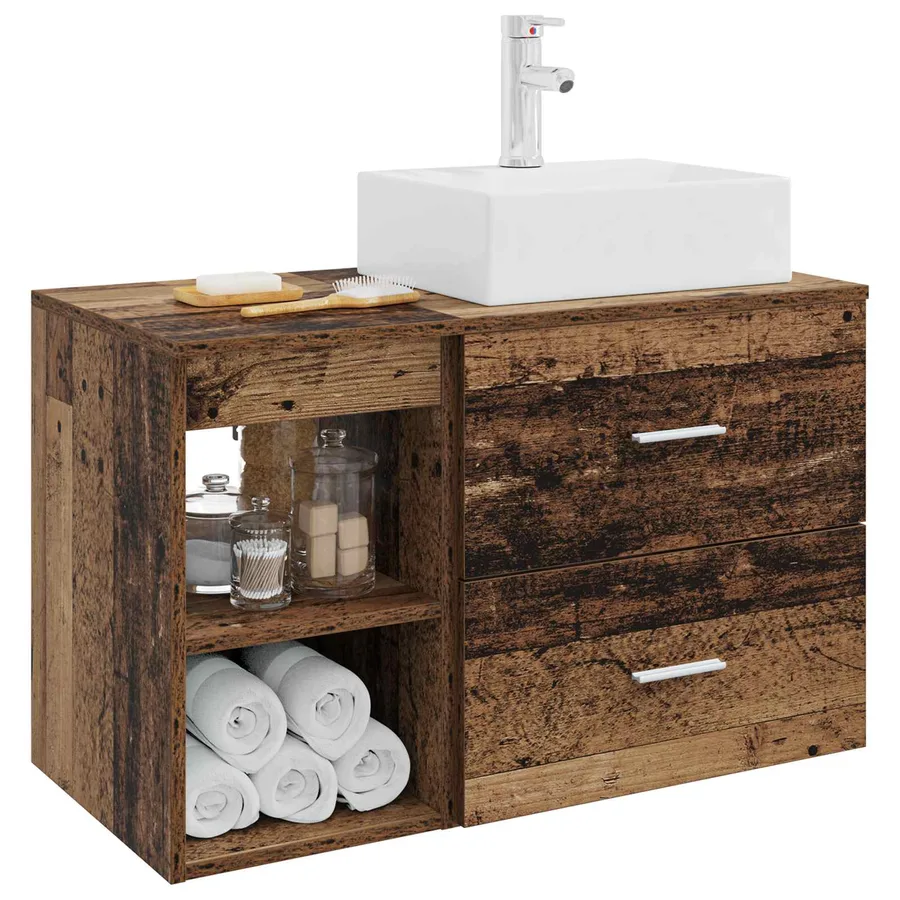 Ensemble de mobilier de salle de bain 2 pcs Bois ancien - 3
