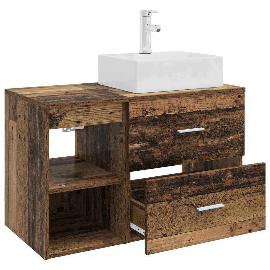 Ensemble de mobilier de salle de bain 2 pcs Bois ancien - 4