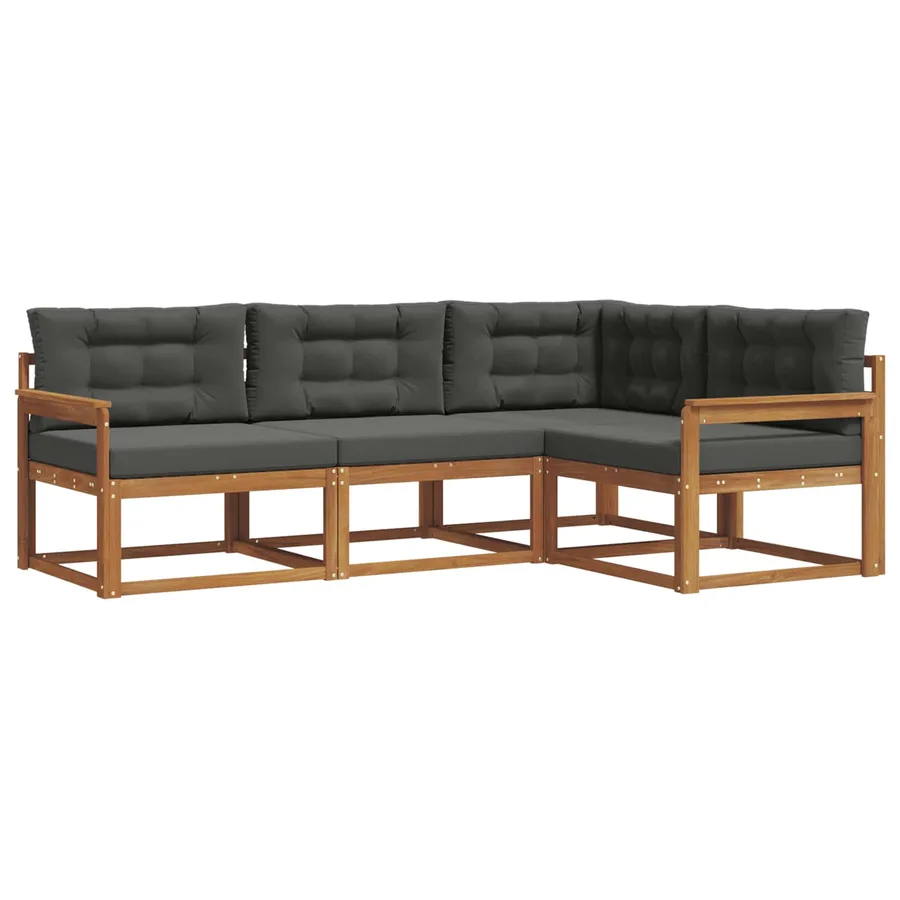 Ensemble de canapés d'extérieur 4 pcs Naturel et Anthracite - 2