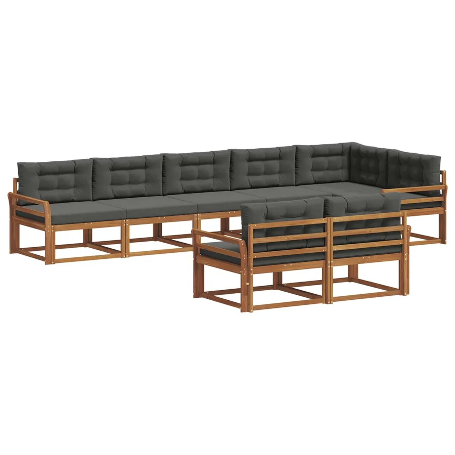 Ensemble de canapés d'extérieur 8 pc Naturel et Anthracite - 2
