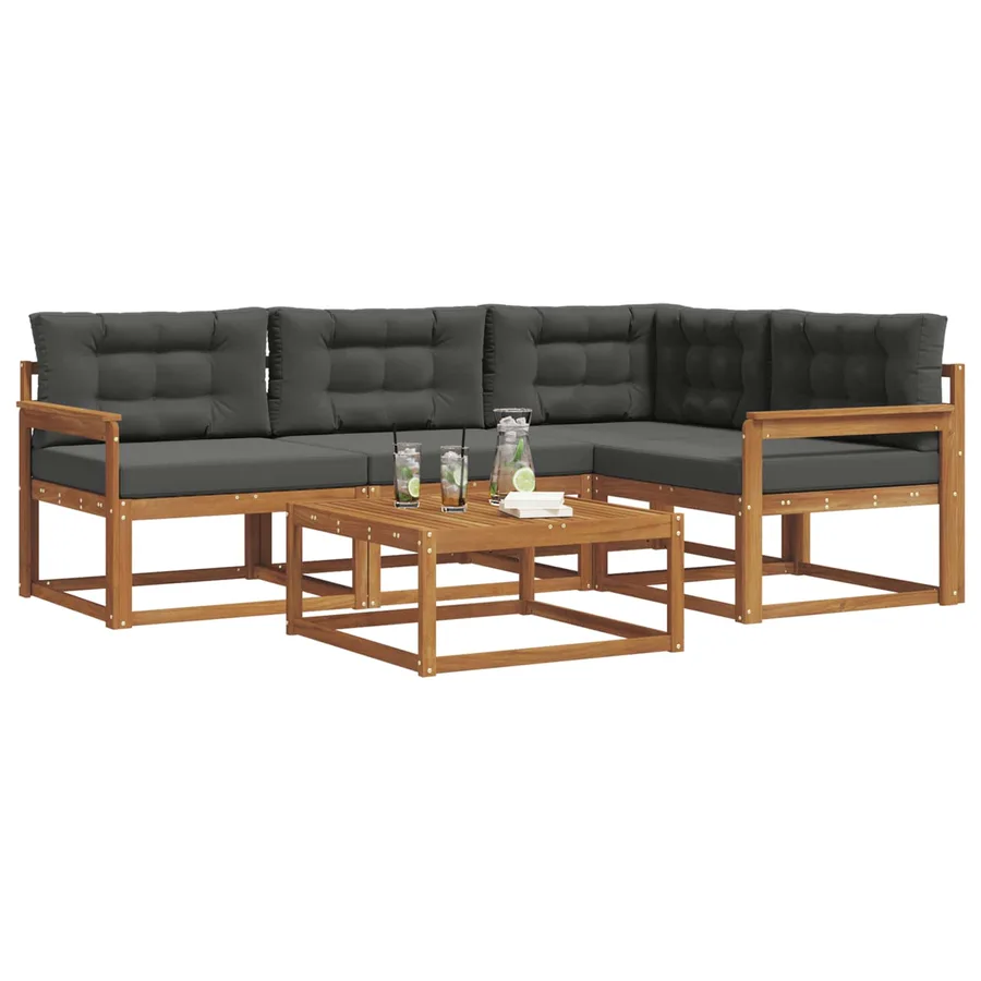 Ensemble de canapés d'extérieur 5 pcs Naturel et Anthracite - 3