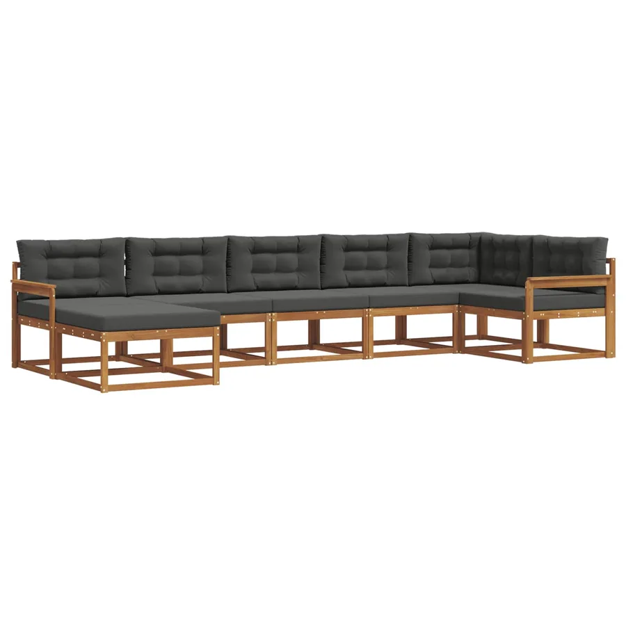 Ensemble de canapés d'extérieur 7 pcs Naturel et Anthracite - 2