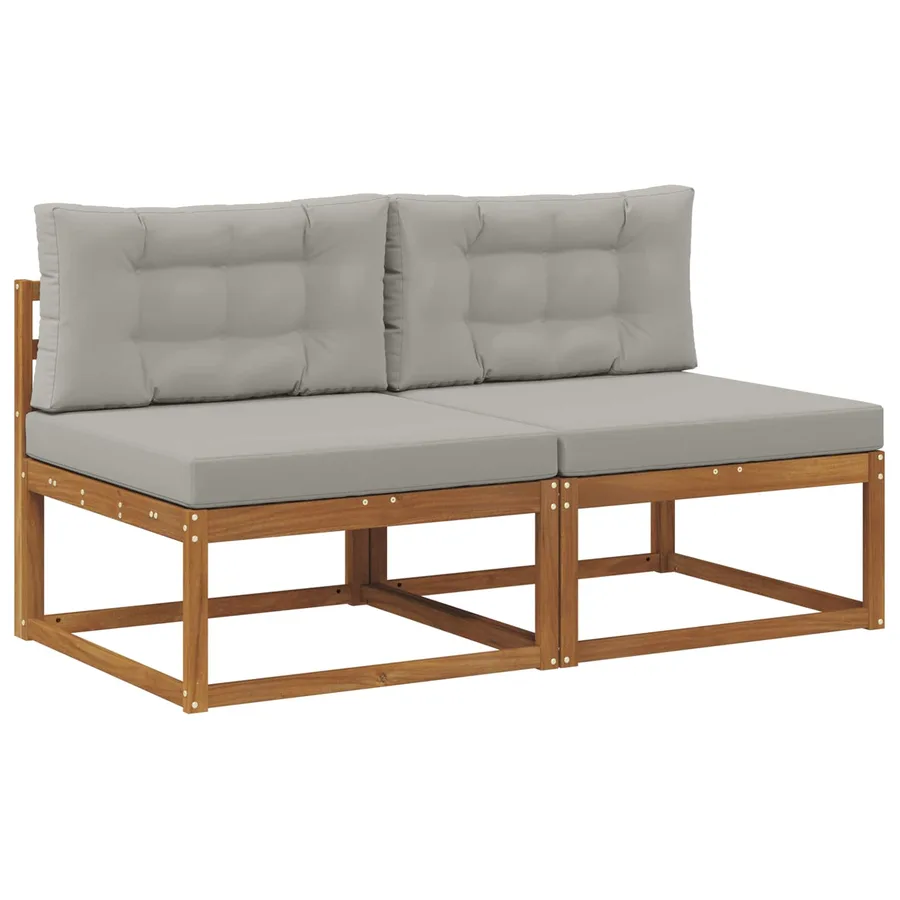 Sofa de milieu extérieur avec coussin 2 Pièce Naturel - 2