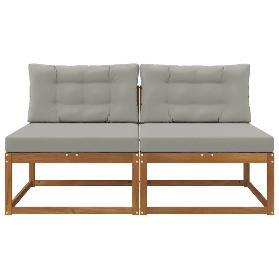 Sofa de milieu extérieur avec coussin 2 Pièce Naturel - 3