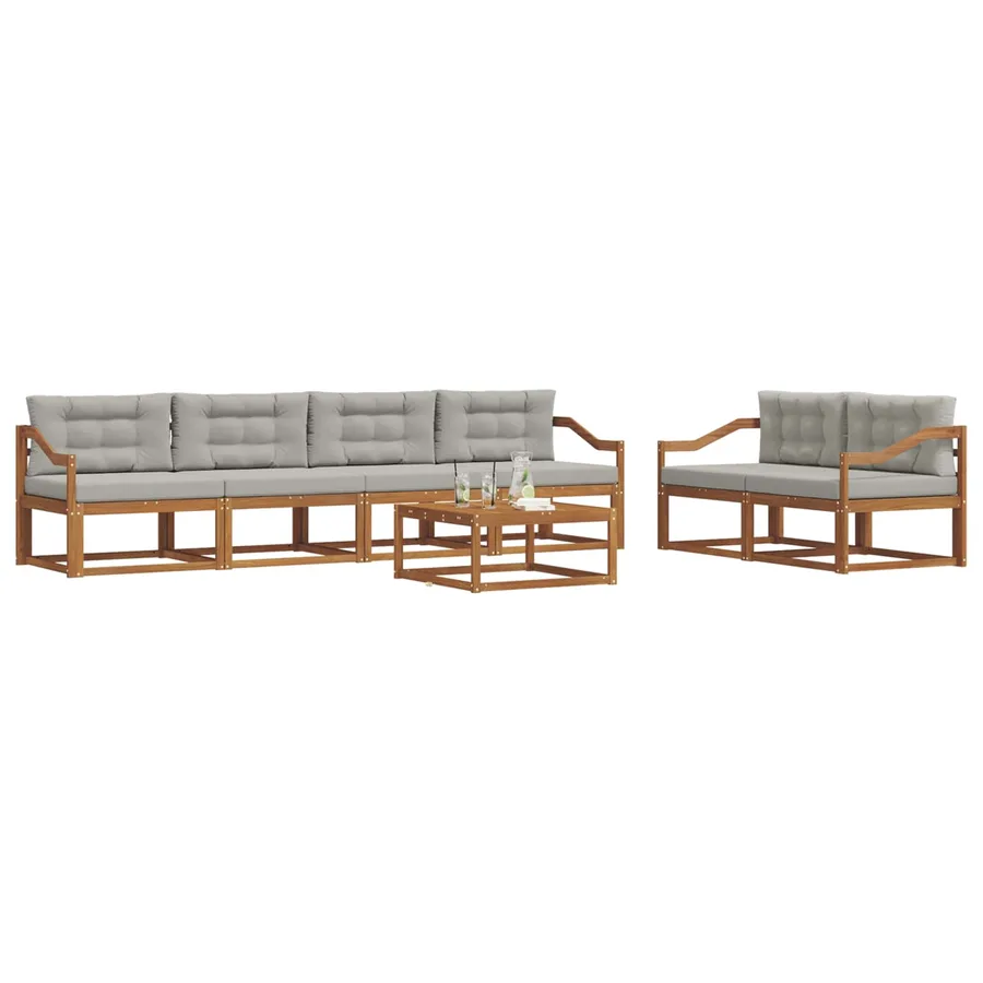 Ensemble de canapés d'extérieur 7 pcs Gris Naturel et Clair - 3