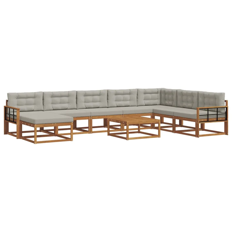 Ensemble de canapés d'extérieur 9 pcs Gris Naturel et Clair - 2