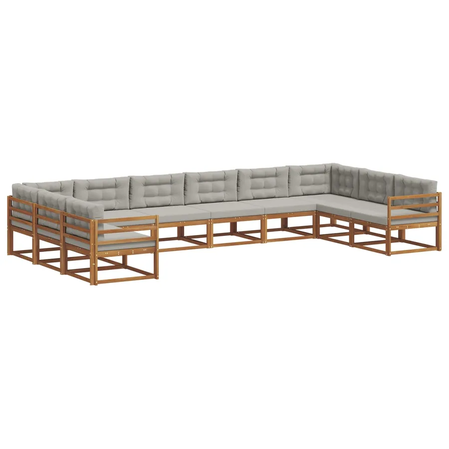 Ensemble de canapés d'extérieur 10 pcs Gris Naturel et Clair - 2