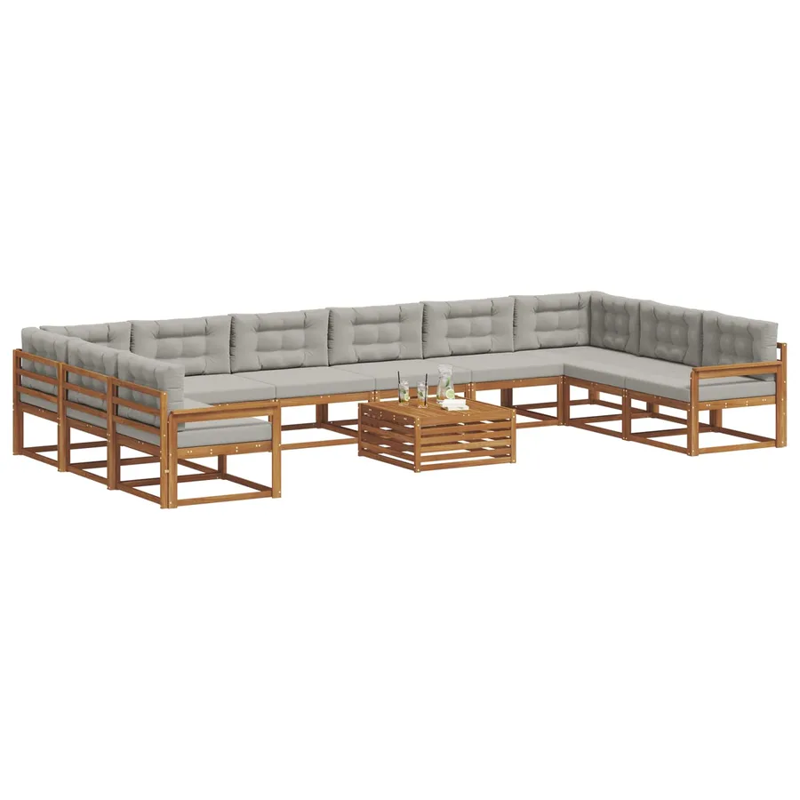 Ensemble de canapés d'extérieur 11 pcs Gris Naturel et Clair - 3