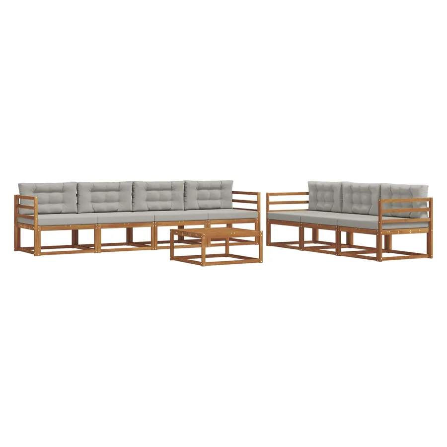 Ensemble de canapés d'extérieur 8 pcs Gris Naturel et Clair - 2