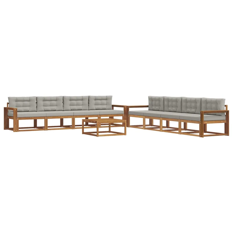 Ensemble de canapés d'extérieur 9 pcs Gris Naturel et Clair - 2