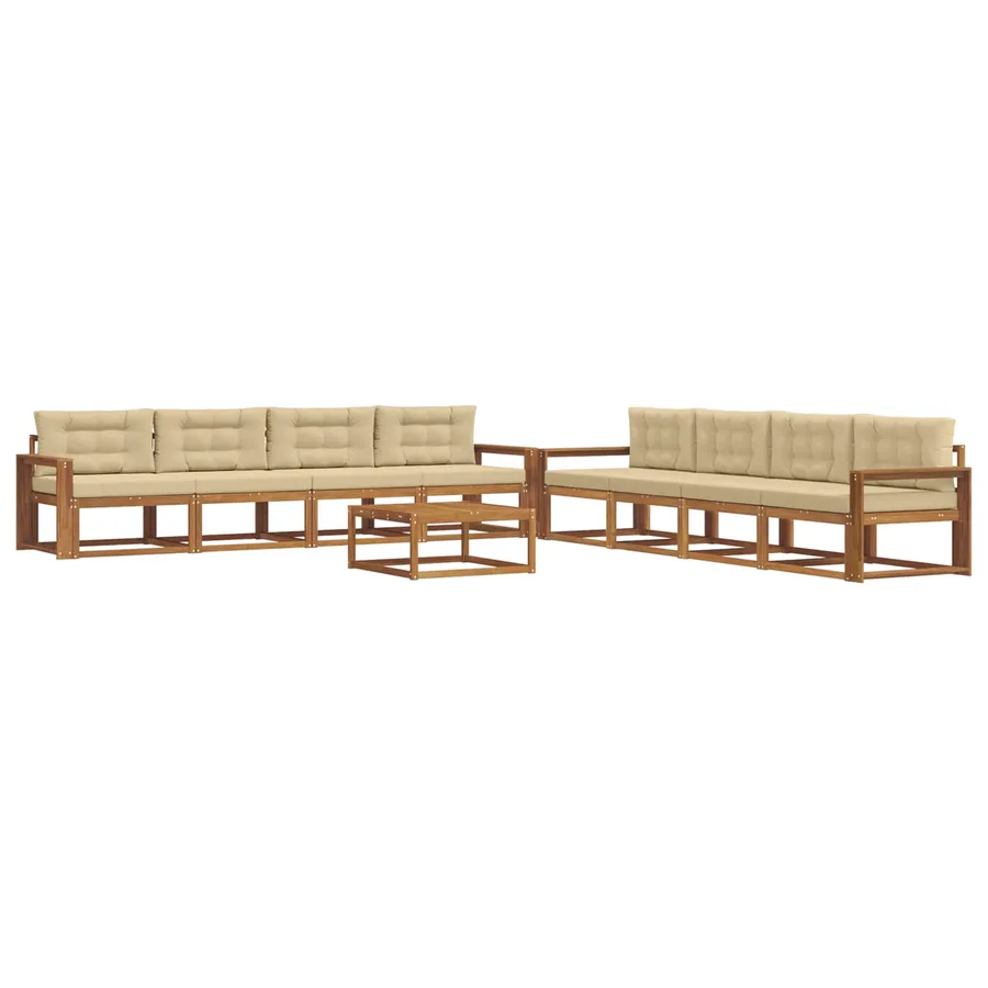 Ensemble de canapés d'extérieur 9 pcs Naturel et Beige - 2